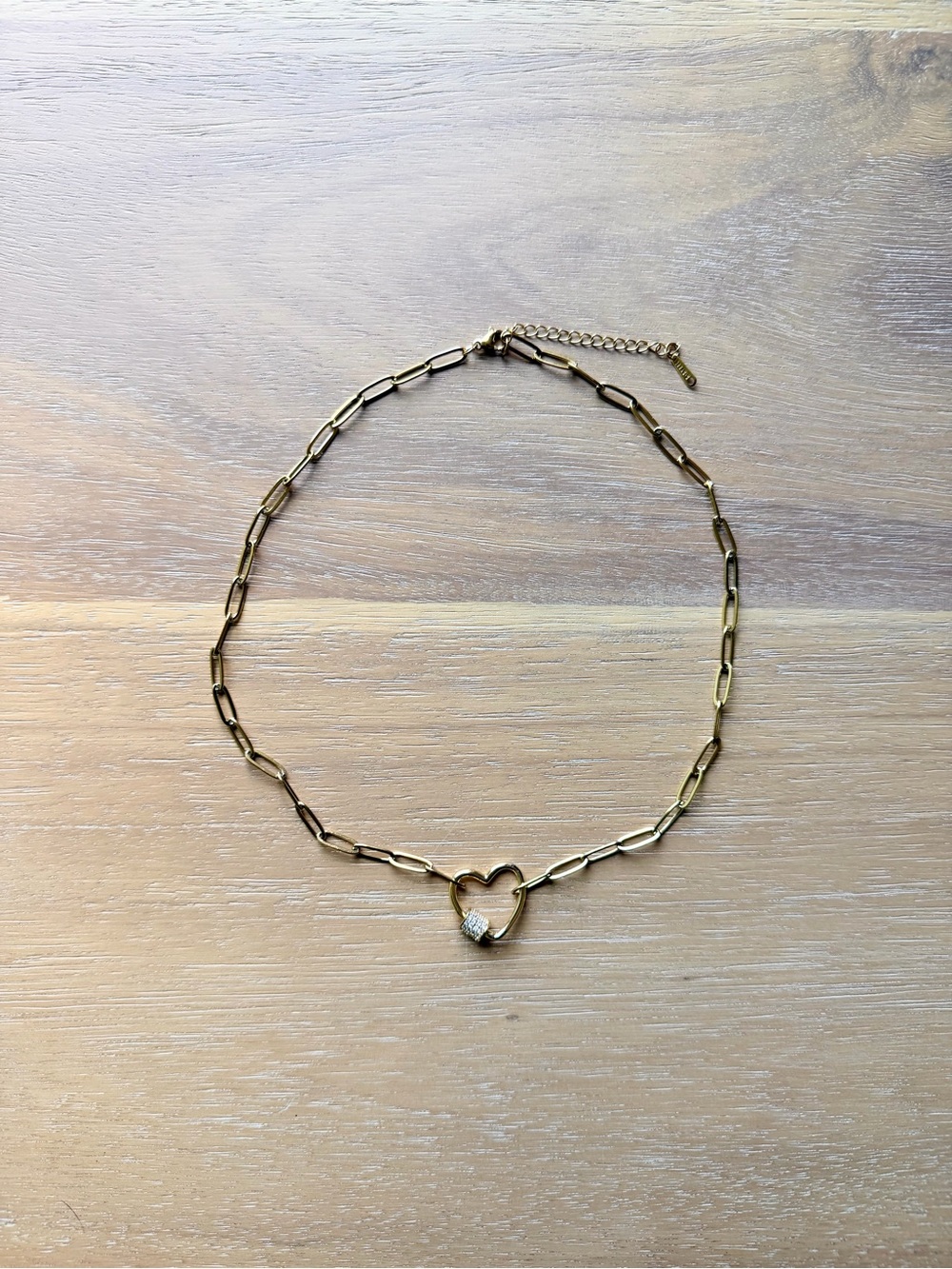 SEAS Gold Heart Link Necklace with Crystal Accent